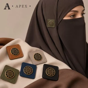 APEX Customized OEM ODM Hijab Garments Leather Label Factory Scarf Hats Bags Clothes Branding Leather Patches for Abaya Scarves
