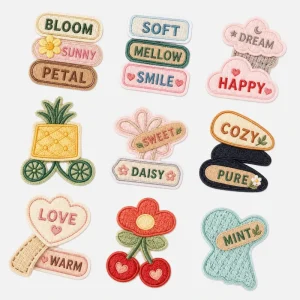 AWELLS Custom Aesthetic Embroidery Patch Personalized Pastel Flower Cloud Badge for Boutique Apparel and Bag Accessories