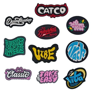 AWELLS Custom Graffiti Style Embroidery Patch Personalized Typography Logo Badge for Streetwear Jackets and Bag Accessories