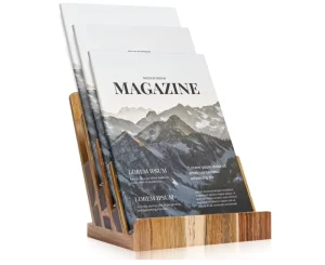 Acacia Magazine Display Stand 4 Tier Brochure Pamphlet Flyer Menu Holder Countertop Display Stand Literature Organizer