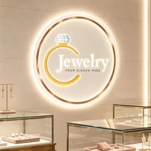 Acrylic Backlit Logo Signboard for Jewelry Retailers and Salons Custom Illuminated Brand Wall Art for Makeup Studios