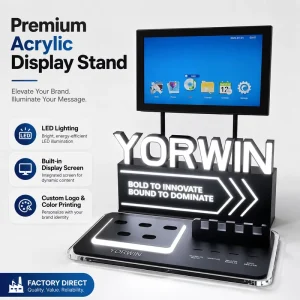 Acrylic Countertop Display Rack with LED Light and Screen for Retail Stores