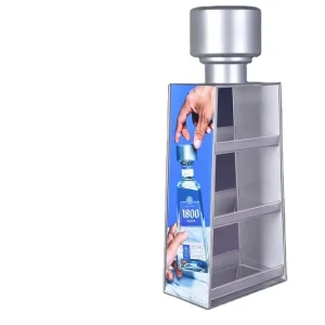 Acrylic Freestanding Display Stand in Bottle Shape Multi Tier Design for Wine and Beverage Retail Promotion Use