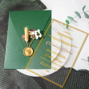 Acrylic Invitation Set with Envelope Personalized Laser Cut Printed Acrylic Card for Wedding Bridal Shower Party Event