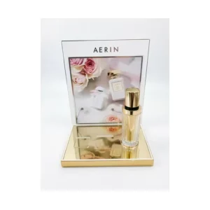 Acrylic L-Type Display Stand with Gold Stainless Steel Frame for Exhibitions