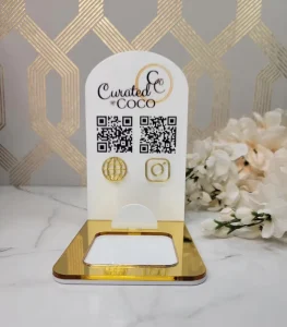 Acrylic QR Code Social Media Sign with Card Holder for Beauty and Payment Display