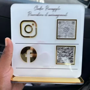 Acrylic QR Code Social Media Table Sign with Card Holder