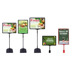 Adjustable Height Desktop Poster Stand Metal Aluminum Alloy Frame ABS Supermarket Shop Store Promotion Price Display Product