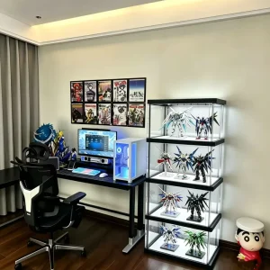 Adjustable-Shelf Ornament Display Cabinet, Clear Dustproof Storage Case for Anime Figures and Models