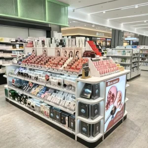 Adjustable Small White Cosmetic Display Shelving with Mordern Desidn for Beauty Shop