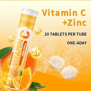 Adult VC Effervescent Tablets 1000mg 20pcs Natural Fizzy Oral Nutritional Supplement Adult Daily Nutrition Care