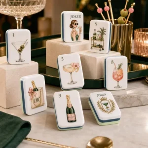 Afternoon Tea Party American Mahjong Stylish Cocktail Illustration Tiles 160 Thickened Artistic Social Board Game