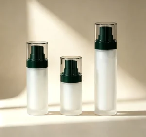 Airless Glass Bottle Plastic Vacuum Pump Screen Printed Cosmetic Skin Care Packaging With Replaceable Inner Bottle