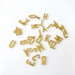 Alphabet Set Gold Metal Plain Letters with Laser Cutting and Stamping