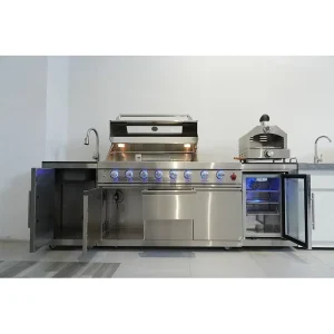 Aluminium Frame Glass Door Outdoor Kitchen Cabinet Stainless Steel