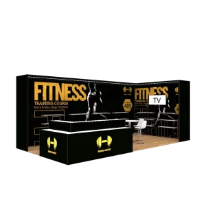 Aluminum Portable Backlit Sign Logo Showcase Shelf Stand Promotion Step Table Trade Show Booth
