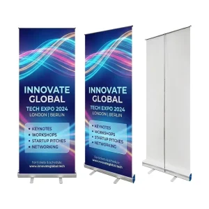 Aluminum Retractable Roll-Up Kakemono Banner Stand, Portable and Tool-Free