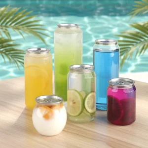 Aluminum Screw Cap PET Bottles Ring pull Cans 300ml 500ml 650ml Screen Printing Custom Logo for Carbonated Drinks