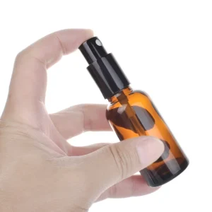 Amber Glass Face Serum Lotion Spray Pump Bottle Aluminum Spray Pump for Cosmetic Packaging