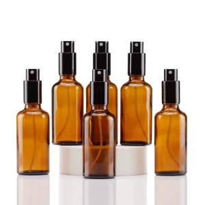 Amber Glass Spray Bottle 50ml with Reliable Atomizer Pump for Light Sensitive Face Toner Essential Oil Mist