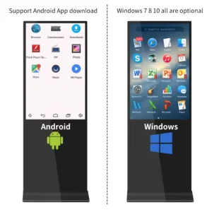 Android Indoor Advertise Machine Interactive Touch Screen LCD Kiosk Digital Signage Floor Stand for Airport Subway Use