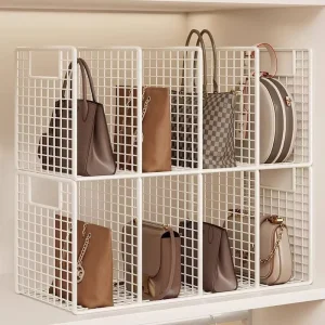 Anti Extrusion Metal Vertical Storage Rack Bag Storage Rack Single layer Bag Display Rack layered Partition Bag Rack bookshelf
