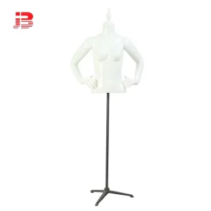 Arms Upper Body Female Fiberglass Mannequin with Wooden Base