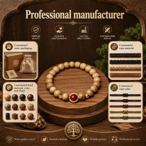 Aromatherapy Bracelet Beads Beaded Natural Vintage Look Costume Hand Painted Wooden Bead Bracelet