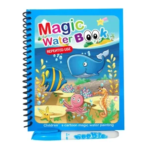 Art 4 Sheets Colorful Cartoon Writing Magic Water Drawing Doodle Book with Magic Pen Spiral Binding Paper Cover