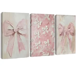 Art Deco 3D Hand Bow Design Hand Painted Oil on Canvas Wall Art with Plastic Frame
