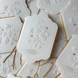 Art Paper & Cardboard Wedding Invitations with Letterpress Printing and Matching Seal Ribbon for Event Companies