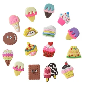 Artificial Flower Swirl Ice Cream Design Eco friendly Customized Color Flatback PVC Cabochons for Shoe Decorations