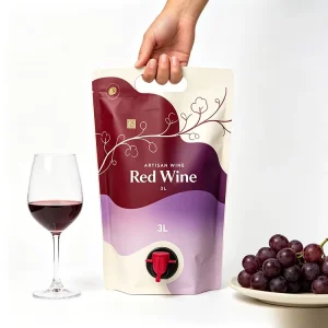Aseptic Red Wine Vodka Juice BIB Stand up Pouch Bag Box 3L 5L Tap Dispenser Valve Food Grade Liquid Packaging
