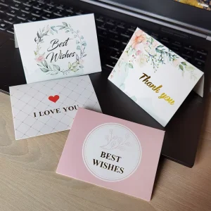 Assorted Design Tri-Fold Greeting Cards Elegant European Floral Cards Gold Embossed Lamination Specialty Paper for Business