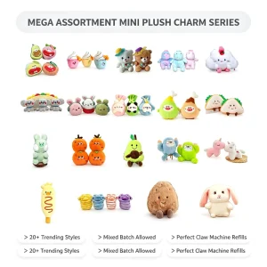 Assorted Mini Plush Toy Set Cute Food Animal Design Soft Stuffed Keychain Kids Party Favor Claw Machine Bulk
