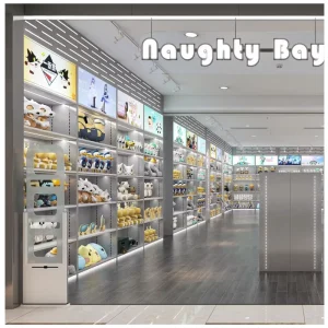 Attractive Design Wooden Toy Shop Display Rack Acrylic LED Lighting Eco Friendly Plush Toys Store Display Stand Hot Toys