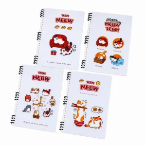 B5 Cute Cartoon Cat Team Spiral Diary 70 Sheets 80GSM Transparent PP Cover Lined Digital Printing Student School