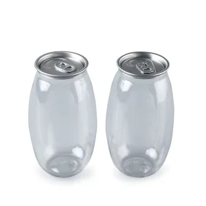 BPA-Free 500ml 16oz Olive-Shaped PET Plastic Can with Aluminum Cap for Milk, Juice, and Soda