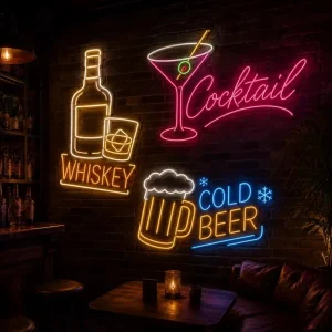 Bar Neon Beer Sign Acrylic Frame Green with Customizable Red Blue LED Lighting for Man Cave Wall Art Bedroom Restaurant