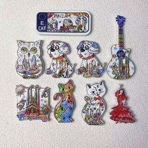 Barcelona Gaudi Mosaic 3D Resin Fridge Magnets Spanish Catalan Culture Souvenirs for Travel Gifts