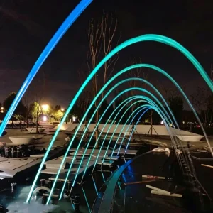 Beam Wave Jumping Fountain Colorful LED Light Musical Dancing Flowing Laminar Hotel Jet Water Fountain