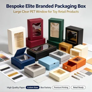 Bespoke Elite Branded Packaging Box with Large Clear PET Window for Toy Retail Products High Quality Paper Display Box Factory