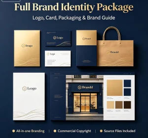 Bespoke Full Brand Identity Design Package | Logo+Business Card+Gift Box Packaging+Brand Guideline Complete Commercial Copyright