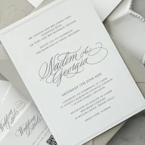 Bespoke Simple Elegant Hot Stamped Wedding Invitations Card with Envelope Modern Invites for Marriage Ceremony Formal Invite Set