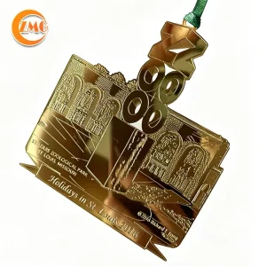 Best Selling High Quality Blank Engraved Personalized Brass Metal Christmas Tree Ornaments