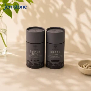Biodegradable Food Grade UV Coated Aluminum Lined Cardboard Paper Cylinder Box Airtight Supplement Capsule Packaging Tube