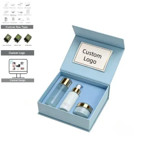 Biodegradable Handmade Skincare Rigid Cardboard Gift Packaging Box Custom Design Luxury Blue Magnetic Gift Box With Insert