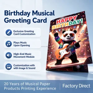 Birthday Music Greeting Card Custom Design Audio Card Open to Play Song Singing Greeting Card for Birthday Present