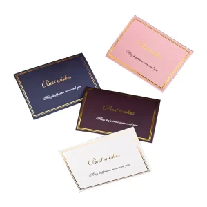 Birthday and Christmas Greeting Cards with Paper Envelopes, Bronzing Flower Accents
