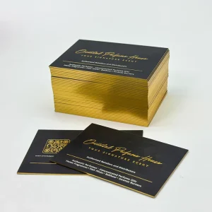 Black Business Cards Gold Foil Edging Embossed Logo Intaglio Printing Hot Stamping Process Cardboard